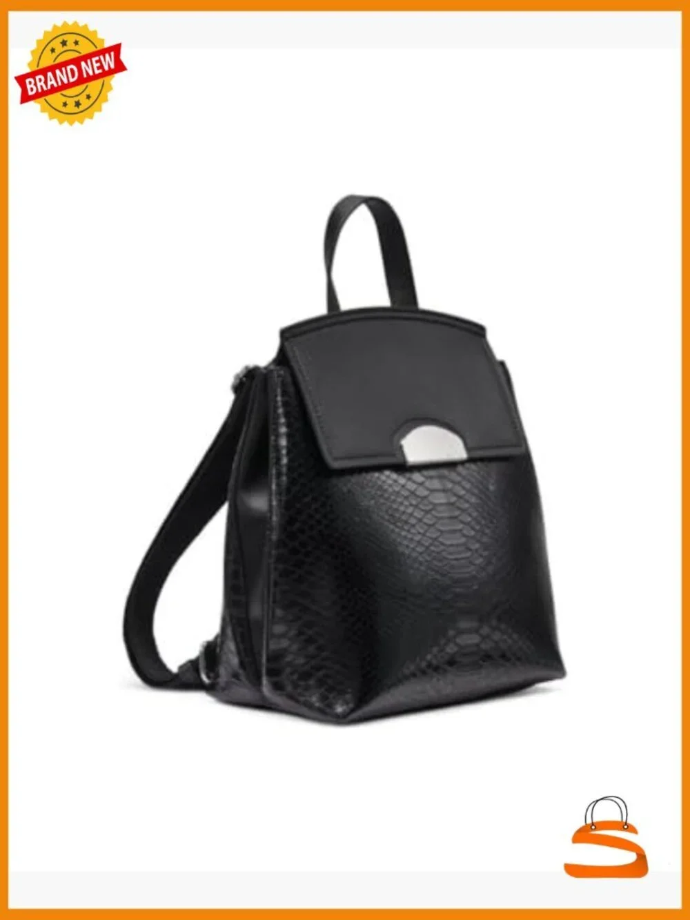 Faux Snake Flap Backpack, Adjustable Straps, 3 Pockets